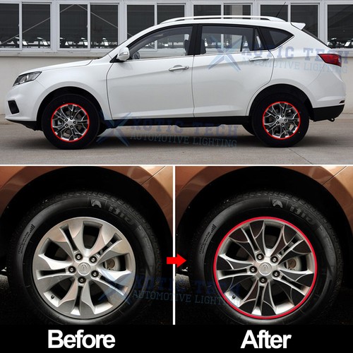 20pcs Red Reflective Car Wheel Hub Rim Stripe Tape Decal Stickers Universal - 第 5/11 張圖片