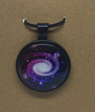 Galaxy Round Glass Dome Cabochons 1" Black Bezel Pendant New Free Ship 537