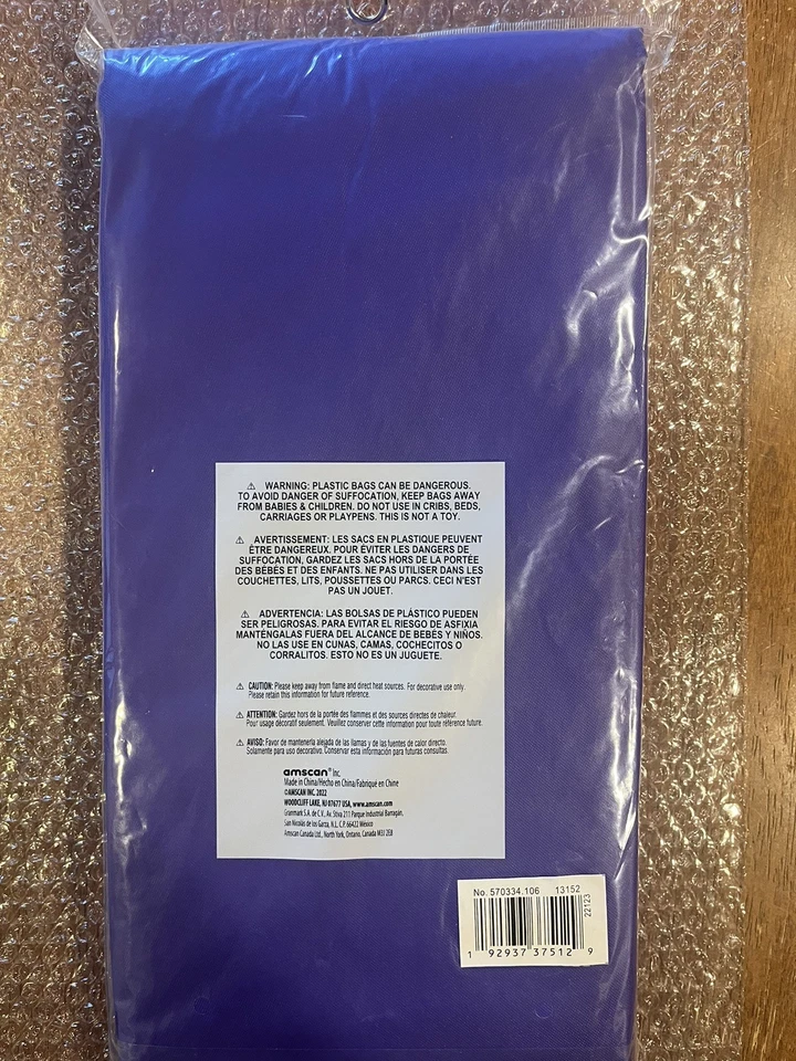 Amscan Heavy Weight Vinyl Flannel Backed Tablecloth -- Purple - 84 In Round NIP - Image 3 of 4