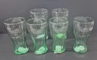 Set of 6  Vintage Coca Cola Coke Glass Light Green