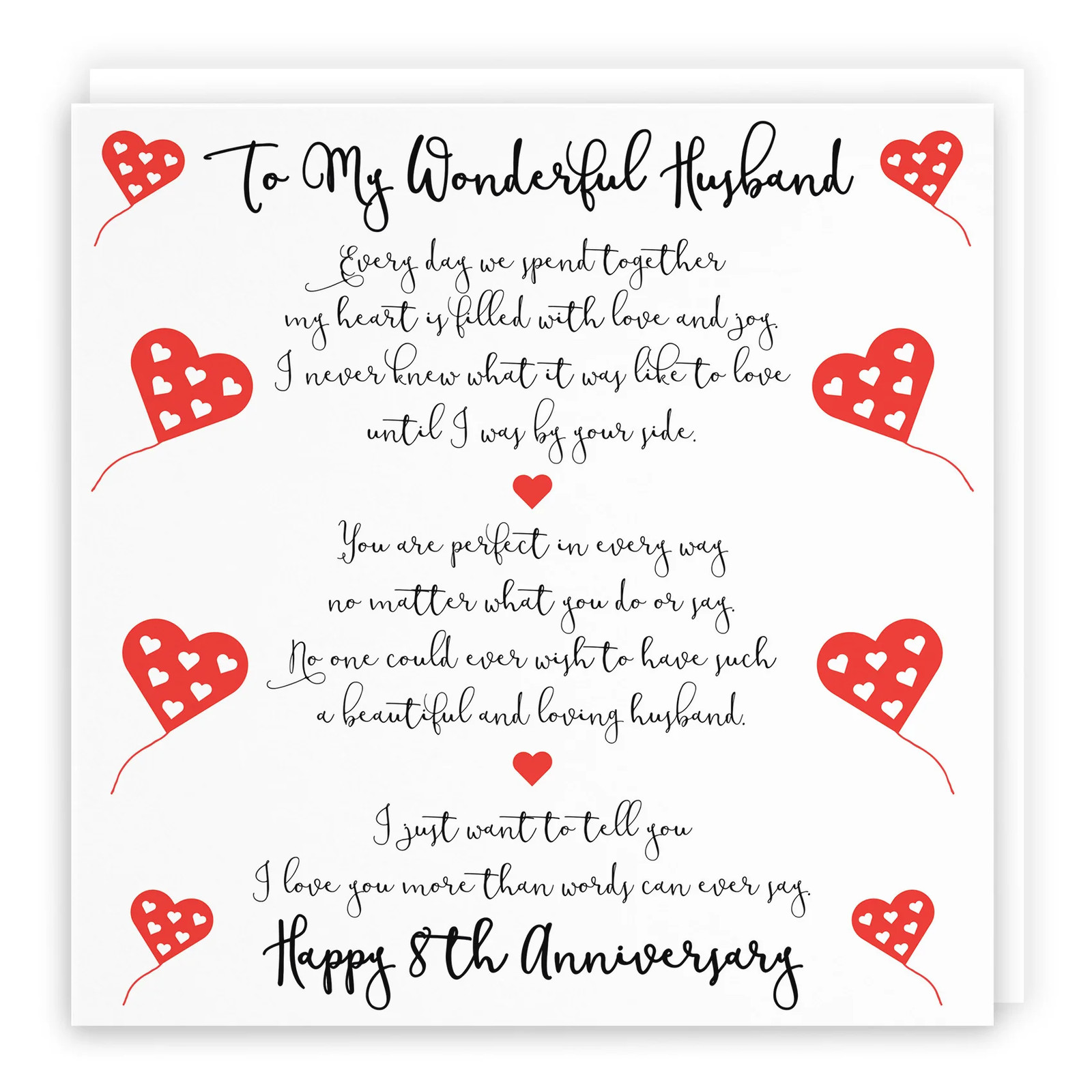 8th Husband Anniversary Card Romantic Verses