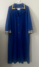 Vintage LORRAINE Royal Blue W/ Shinny Gold Trim Velour Robe Size Large