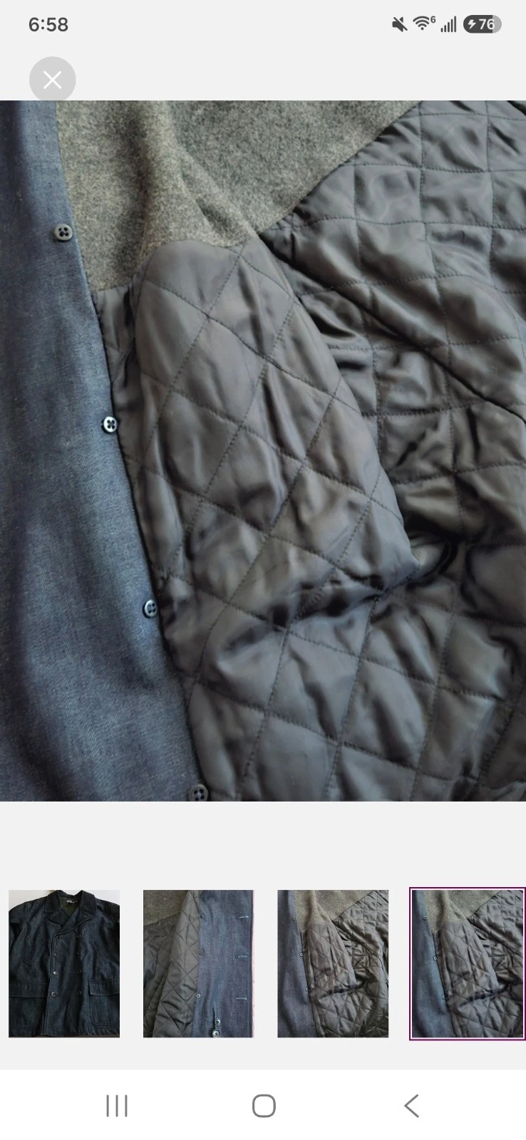 Polo by Ralph Lauren Men's Blue Denim Pea Coat Quilted Lined Button XL - product detail image 10