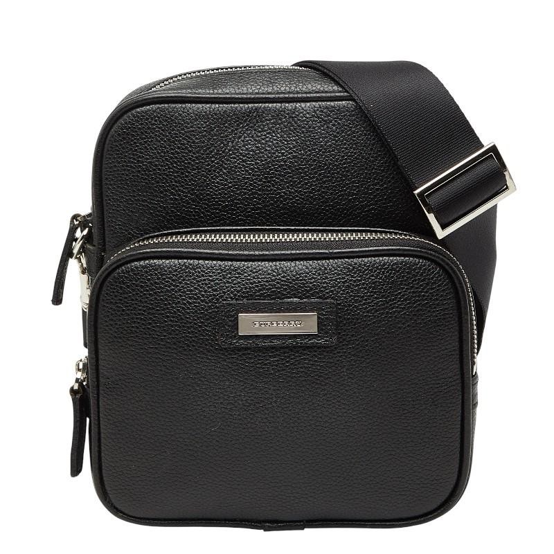 BURBERRY Nova Check Crossbody Shoulder Bag Black Leather Used | eBay