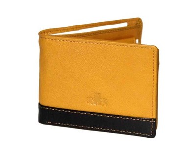 Rowallan Scotland Leather Wallet Tan Black Bifold with Coin Purse RFID Men's