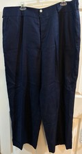 Lauren Ralph Lauren Pants Womens 20W Navy Blue Linen Wide Leg Dress Casual NWT