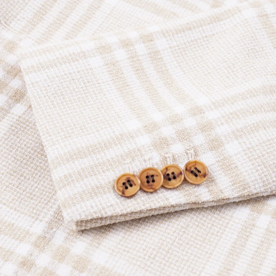 Abrigo deportivo clásico Sartorio by Kiton blanco tostado a cuadros lana-algodón 36R (UE 46) NUEVO CON ETIQUETAS Foto 4 de 4