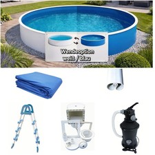 Stahlwandpool Pool Set 2,40 m x 0,90 m Skimmer Sandfilter Leiter Folie …