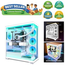 ATX PC Case 7 PWM ARGB Fans Pre-Installed, Mid Tower Computer Case with Full-...