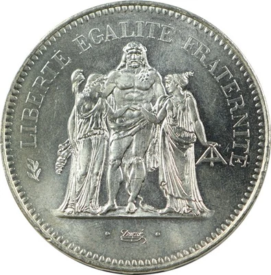 FRANCE, Monnaie 50 Francs HERCULE 1976, Argent - Photo 1/2