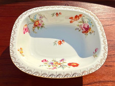Antique TIRSCHENREUTH Rectangular Vegetable Bowl , 3810 Old Meissen Bavaria 24K