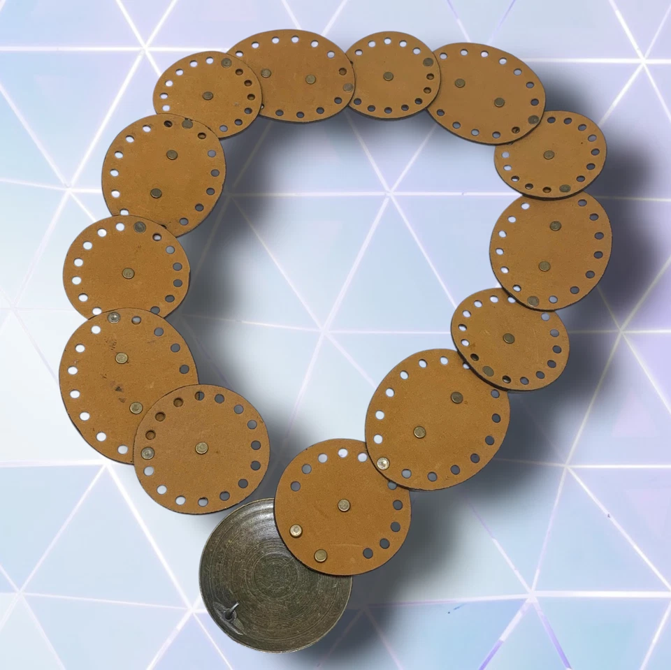 Cinturón Vaquera Occidental Vintage Y2K Cuero Vegano Marrón Pulido Círculo Ancho Foto 3 de 4