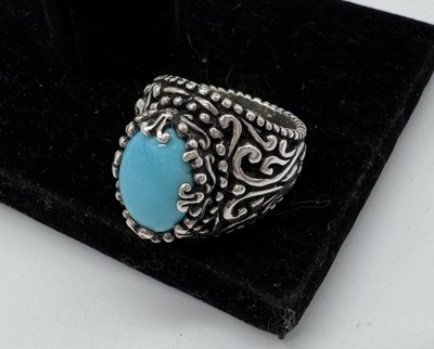 Relios Carolyn Pollack Sterling Silver Turquoise Ring size 8 Near Mint