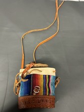 Vintage Multicolor Leather Woven Shoulder Bag Boho Style Casual Purse