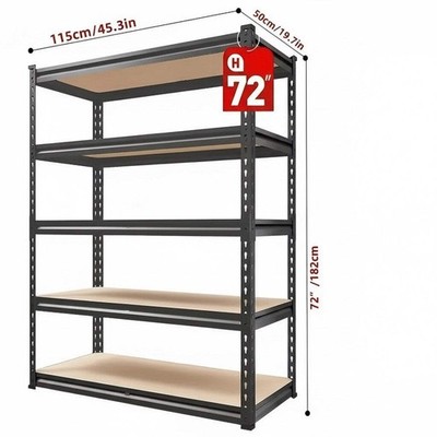 Heavy Duty Metal Garage Shelving Rack 2000lbs 4/5/6-Tier Steel Shelf 60''/72''/84''