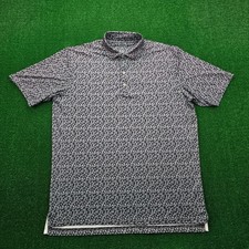 Johnnie-O Costner Polo Shirt Mens Large Heather Black Geometric Golf Performance