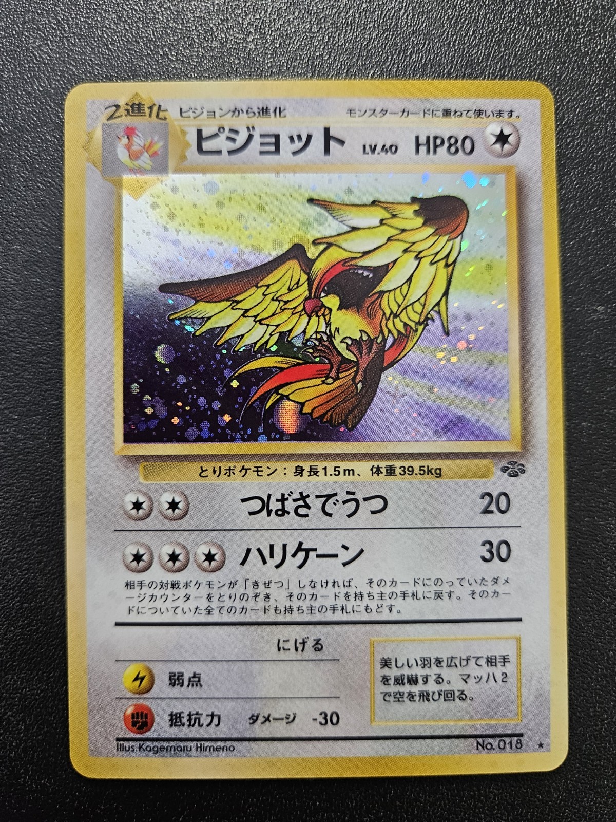 Pokemon Japanese Jungle Pidgeot Holo Rare No. 018 NEAR MINT