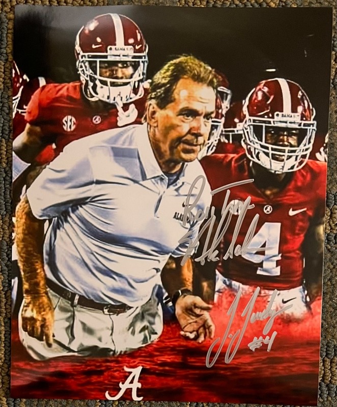 Alabama Crimson Tide football Nick Saban & Jerry Judy signed bama 8x10