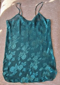 Vintage Christmas Green Short & Sheer Strappy Sexy Nightie Size Small