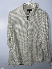 Banana Republic Shirt Mens L Slim Fit Green Plaid Long Sleeve Button Down