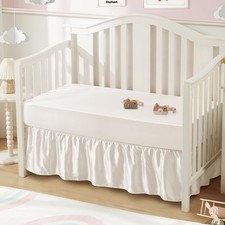2-Piece Set Satin Crib Sheets  Crib Bed Skirt, 52" x 28" Silky Soft Ruffled ...
