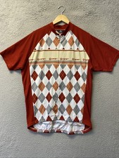 Canari Cycling Jersey Men's XXL Brown USA Made Plaid Argyle Shirt /0713