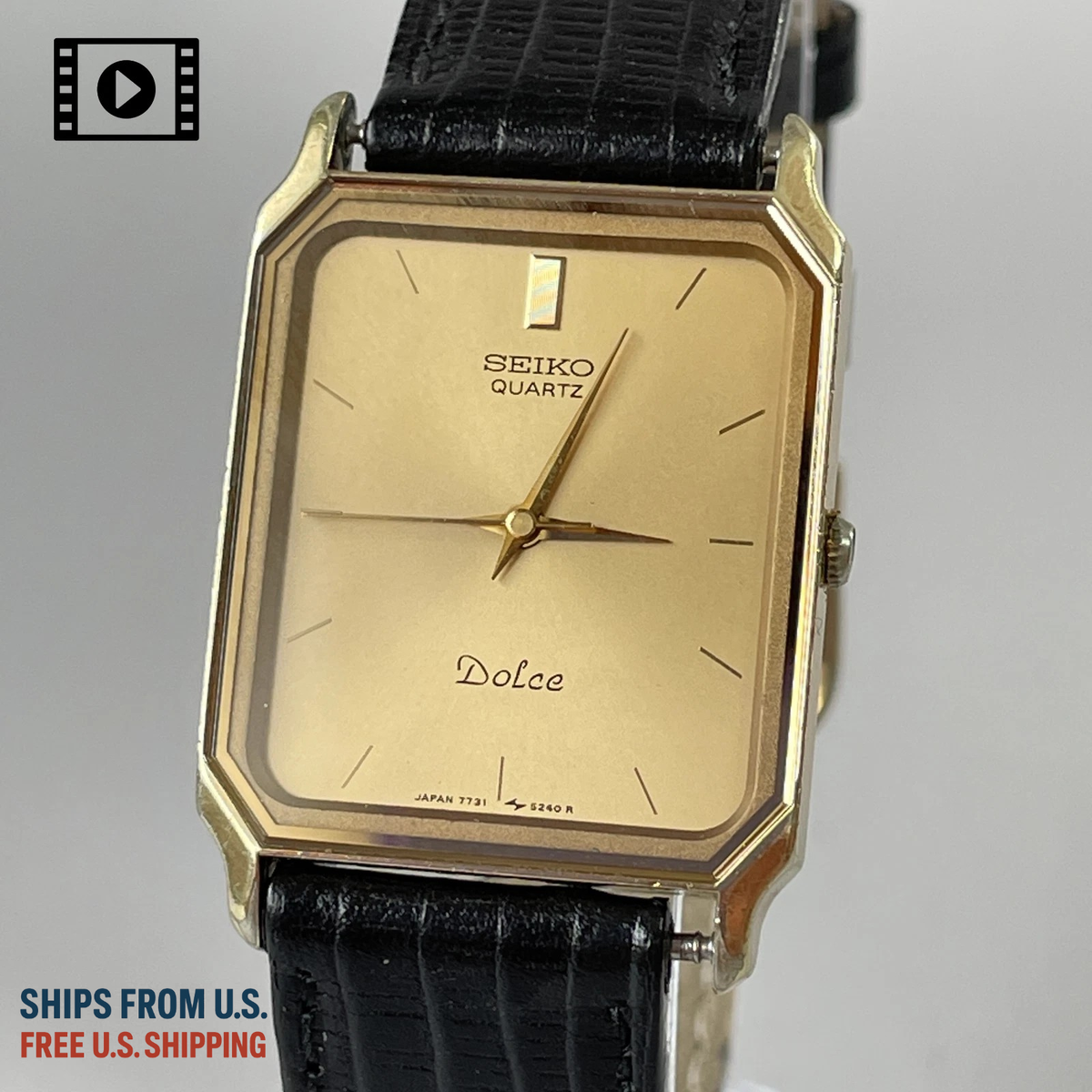 N.MINT]1985 Vintage SEIKO Dolce 7731-5210 Quartz Gold Men Watch