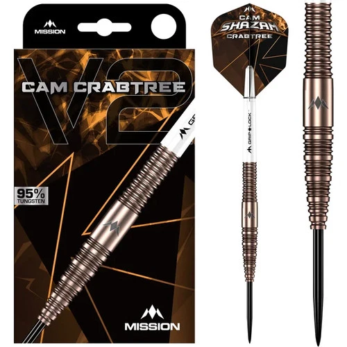 22 GRAM MISSION CAM CRABTREE V2 95% TUNGSTEN STEEL TIP DARTS