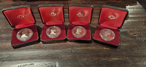 Set of 4,  1985 Silver Proof Canadian Dollar. 50% Silver.  Uncirculated