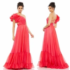 Mac Duggal One Shoulder Lace Up Back Gown Size 4 NWT