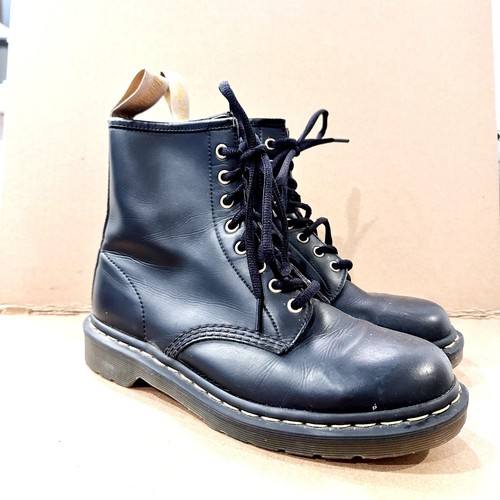 Dr. Martens schwarze vegane Leder Schnürstiefel Kampfstiefel Größe 10