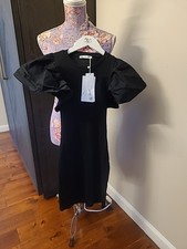 Zara Black Ruffle Sleeve T Shirt Dress SMALL NEW