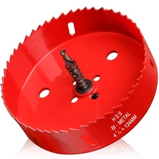 Hole Saw 4 7/8" (124mm) HSS Bi-Metal Cutter for Wood w/ Pilot Drill Bit