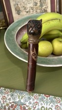 Vintage German Cigar Tube Case Hand Carved Black Forest Wood With Dog Baden