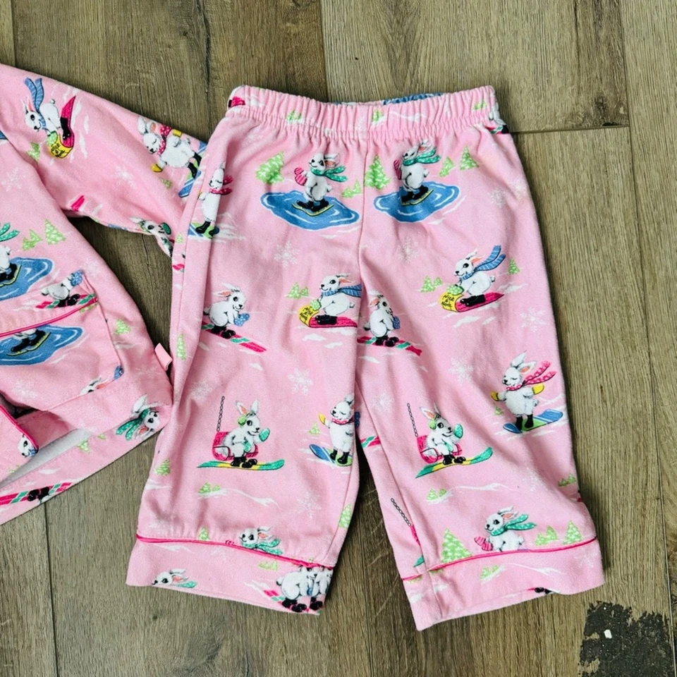 Nick & Nora Niñas Rosa Pantalones Manga Larga Esquí Conejito Pijama Niñas 12m Foto 3 de 4