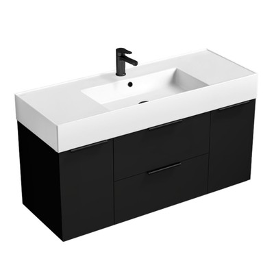 Nameeks Derin-4818-W-C Derin 48'' Wall Mounted Single Basin Vanity - Matte Black