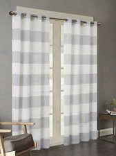 Urban Habitat  Woven heavy Sheer Window Panels Grey white 50 x 84 inch Set of 2