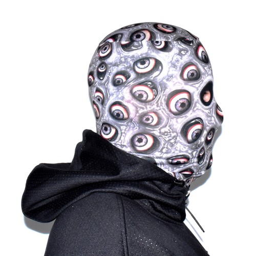 3D EFFECT EYEBALL DEMON SILVER SLIME FABRIC FACE MASK HALLOWEEN FS178 - Picture 3 of 12