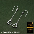Sterling Silver Open Heart Dropped French Hook Wire Earrings- Face Mask