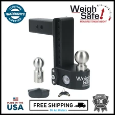 Weigh Safe Steel 8" Drop Hitch w/ 2" x 2-5/16" Adjustable Ball Mount 18,500 GTW