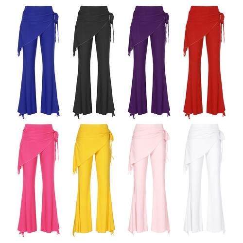 Womens Pants Adults Bottoms Skirted Belly Dance Solid Color Trousers Costume