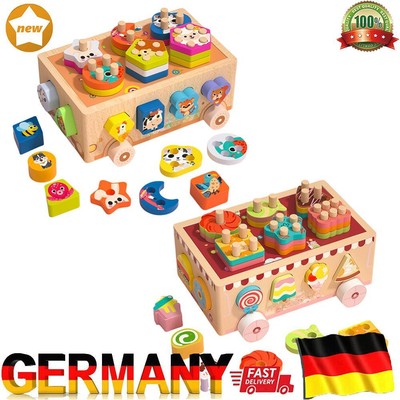 Wooden Shape Sorting Matching Car Geometric Shape Matching Game for Toddlers 1-3