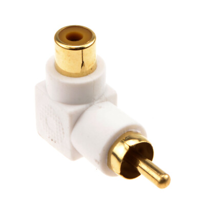 Rechtwinkliger RCA Phono Adapter Weißer Audio Stecker Buchse