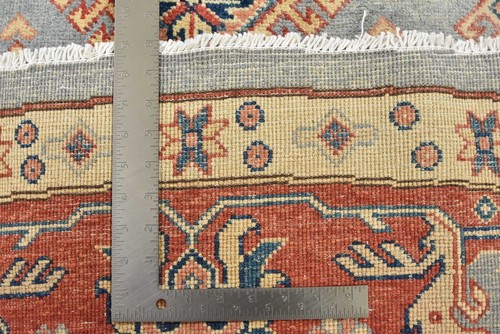 Kazak Rug 9'1'' x 9' Round Blue Wool Tribal Hand-Knotted Oriental Carpet - Picture 15 of 15