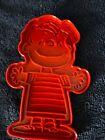 Vtg Linus (Peanuts) Plastic Cookie Cutter-Red-Arms Spread-4.75 in=Nice