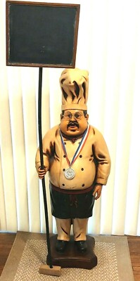 Large Chef Statue Cafe Kitchen Restaurant Man Cave Decor  44'' Tall w/ Chalkboard