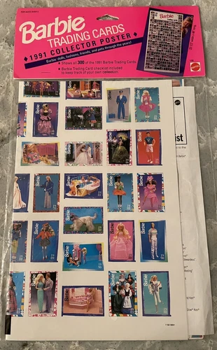 Vintage Mattel Barbie Trading Card 1991 Collector Poster / NIP