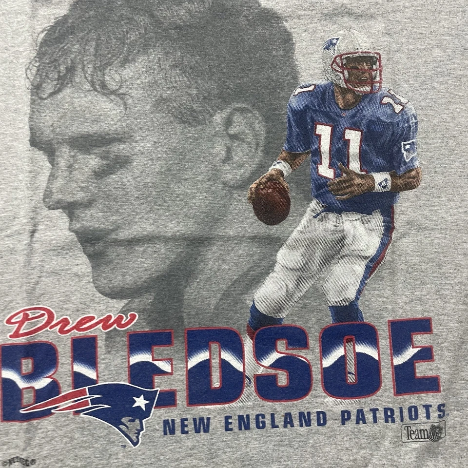 Camisa De Colección Drew Bledsoe New England Patriots Gris Talla Grande Lee Sport Foto 3 de 4
