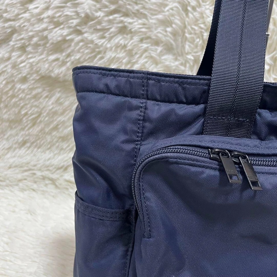 BOLSO DE MANO FLASH YOSHIDA PORTER 689-05948 Azul Marino 50 Nylon Liso USADO de JAPÓN Foto 4 de 4