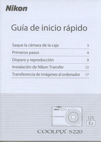 Nikon Coolpix S220 Quick Start Guide (20pgs/2009) in Spanish - Picture 1 of 3